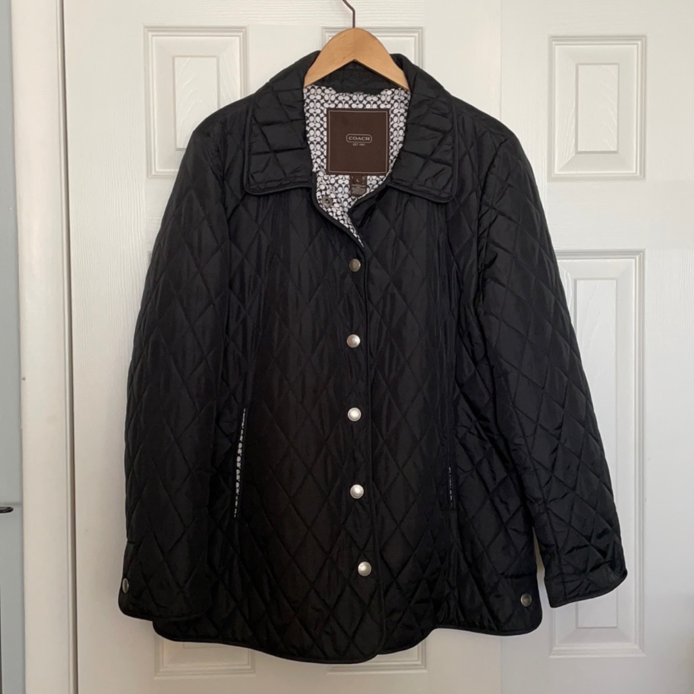 Coach Black Quilted Jacket/Coat L